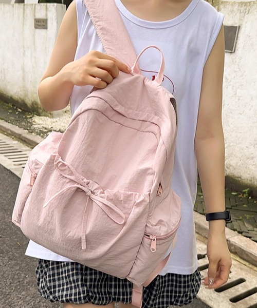 VIBGYOR（ヴィブジョー）の「Mignonjour/ナイロンリボンリュック M2609（バックパック/リュック・レディース・ブラック/アイボリー/ピンク/ベージュ/パープル・FREE）」の11枚目の写真