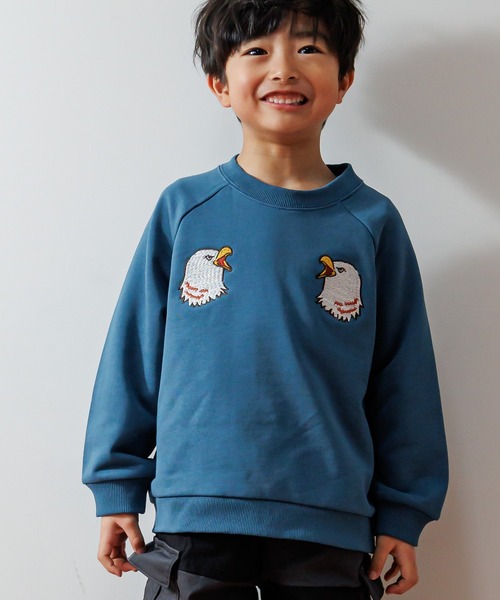 MAKE YOUR DAY（メイクユアデイ）の「イーグル刺繍ファミリー裏毛トレーナー■80～140cm（スウェット・キッズ・ブラック/ブルー・130/120/110/100/90/80/140）」の6枚目の写真