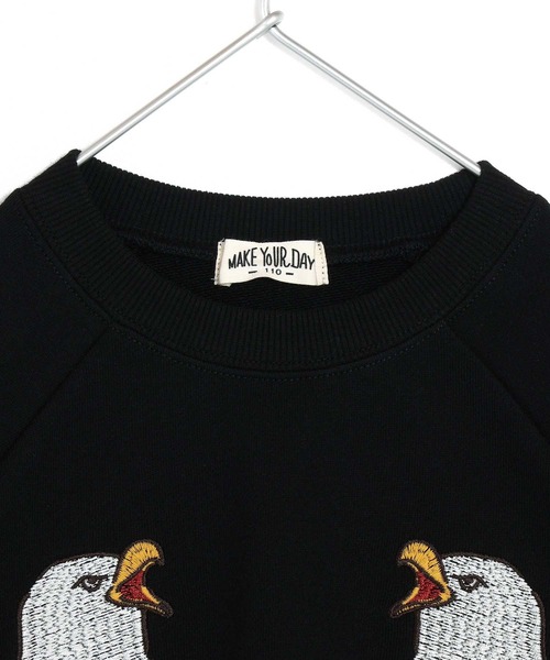 MAKE YOUR DAY（メイクユアデイ）の「イーグル刺繍ファミリー裏毛トレーナー■80～140cm（スウェット・キッズ・ブラック/ブルー・130/120/110/100/90/80/140）」の10枚目の写真