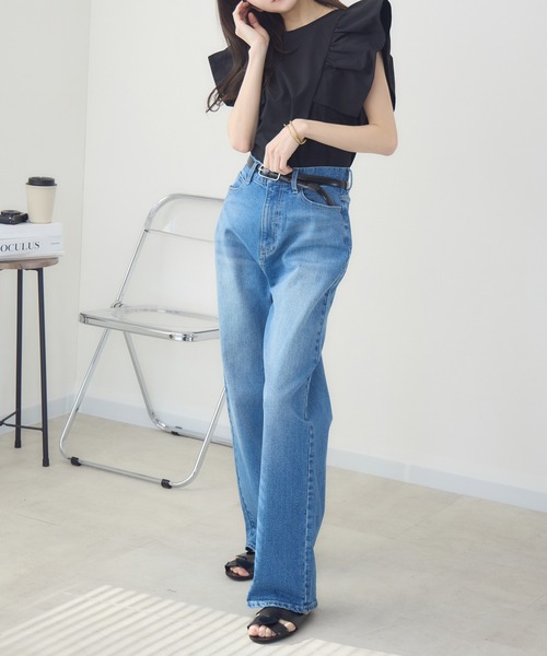 meeny miny(ミーニーマイニー)の「【meeny miny】【インフルエンサーmidopeiコラボ】”着映え”ラッフルブラウス(Tシャツ/カットソー・レディース・ブラック/ホワイト/ピンク・S-M/M-L)」の10枚目の写真