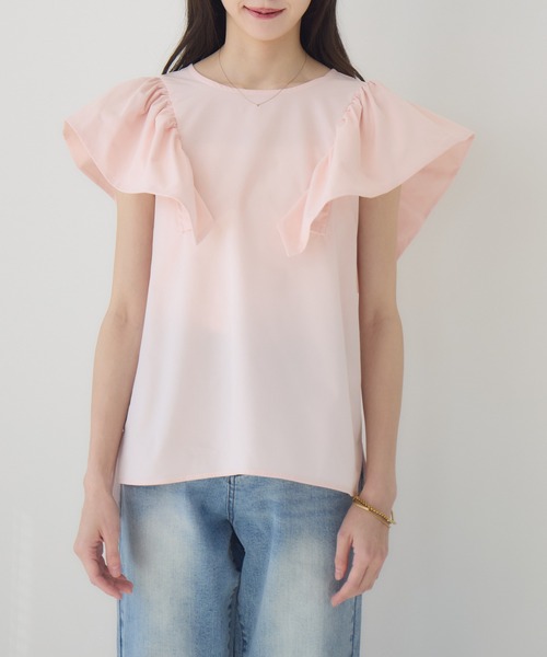 meeny miny(ミーニーマイニー)の「【meeny miny】【インフルエンサーmidopeiコラボ】”着映え”ラッフルブラウス(Tシャツ/カットソー・レディース・ブラック/ホワイト/ピンク・S-M/M-L)」の16枚目の写真