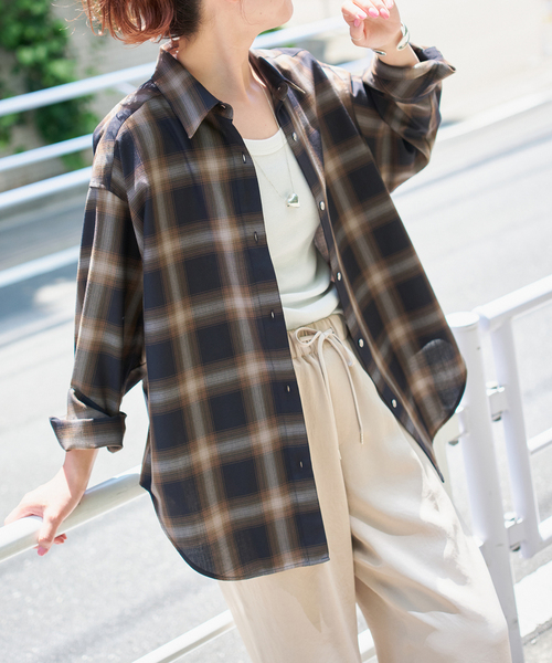 追加》メタルボタンTRチェックルーズシャツ（シャツ/ブラウス）｜Spick