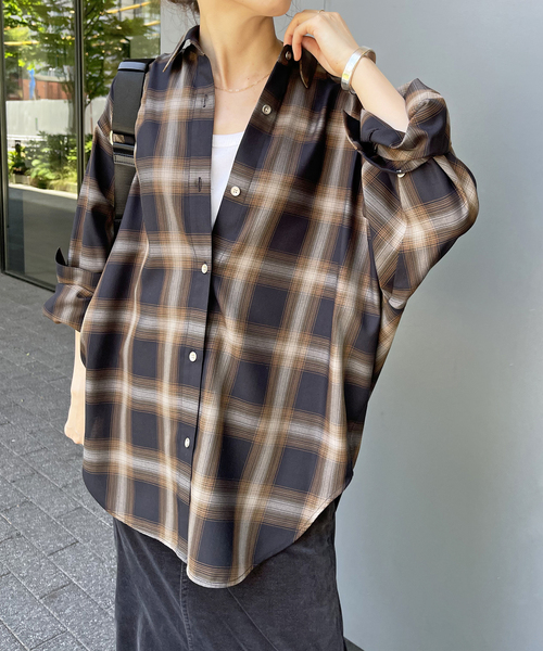メタルボタンTRチェックルーズシャツ 追加》メタルボタンTRチェックルーズシャツ（シャツ／ブラウス