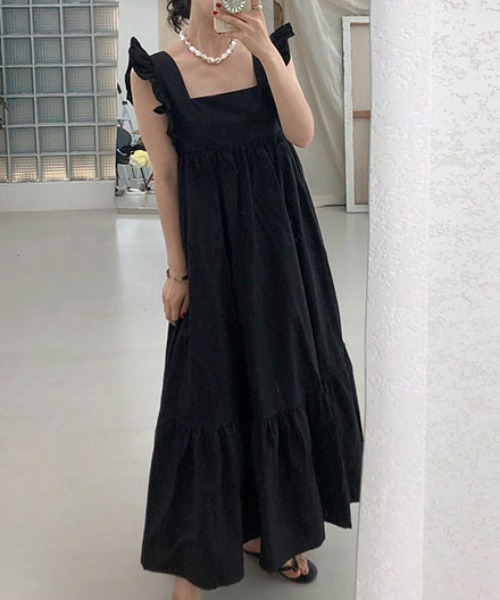 Aelina(エリナ)の「フリルスリーブワンピース(ワンピース・レディース・ホワイト/ブラック/ブルー・F)」の1枚目の写真