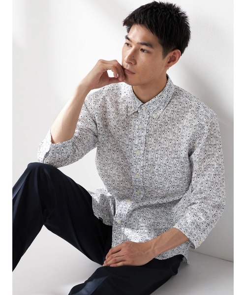 McGREGOR（マックレガー）の「ベア柄リップルシャツ（七分袖）（シャツ/ブラウス・メンズ・ネイビー/アイボリー・L/XL/M）」の3枚目の写真