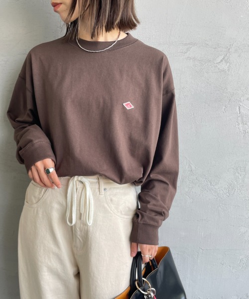 DANTON（ダントン）の「[DANTON/ダントン] ワンポイントロゴ スウェットライクロンT（Tシャツ/カットソー・レディース・ブラック/ホワイト/ホワイト系その他/ダークブラウン・S/M/L）」の4枚目の写真