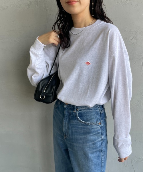 DANTON（ダントン）の「[DANTON/ダントン] ワンポイントロゴ スウェットライクロンT（Tシャツ/カットソー・レディース・ブラック/ホワイト/ホワイト系その他/ダークブラウン・S/M/L）」の2枚目の写真