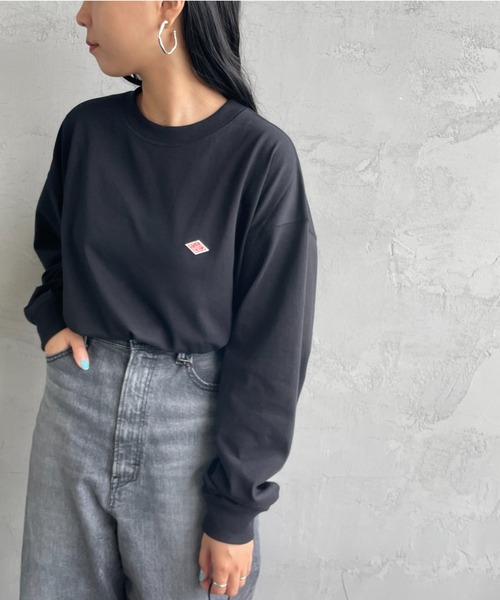 DANTON（ダントン）の「[DANTON/ダントン] ワンポイントロゴ スウェットライクロンT（Tシャツ/カットソー・レディース・ブラック/ホワイト/ホワイト系その他/ダークブラウン・S/M/L）」の3枚目の写真