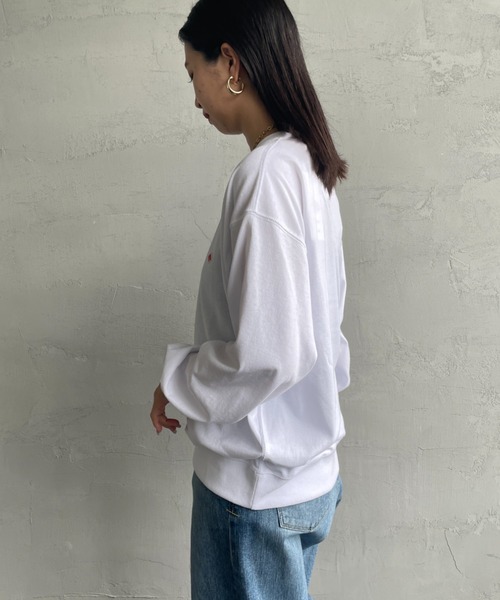 DANTON（ダントン）の「[DANTON/ダントン] ワンポイントロゴ スウェットライクロンT（Tシャツ/カットソー・レディース・ブラック/ホワイト/ホワイト系その他/ダークブラウン・S/M/L）」の11枚目の写真