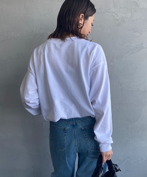 DANTON（ダントン）の「[DANTON/ダントン] ワンポイントロゴ スウェットライクロンT（Tシャツ/カットソー・レディース・ブラック/ホワイト/ホワイト系その他/ダークブラウン・S/M/L）」の14枚目の写真