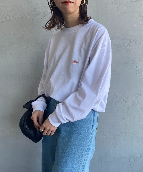 DANTON（ダントン）の「[DANTON/ダントン] ワンポイントロゴ スウェットライクロンT（Tシャツ/カットソー・レディース・ブラック/ホワイト/ホワイト系その他/ダークブラウン・S/M/L）」の13枚目の写真