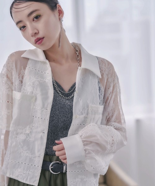 ひろみつ　JUHA レースシャツ 楽天市場】Juha GLITTER LACE L/S SHIRT (2色) 10210701 ユハ