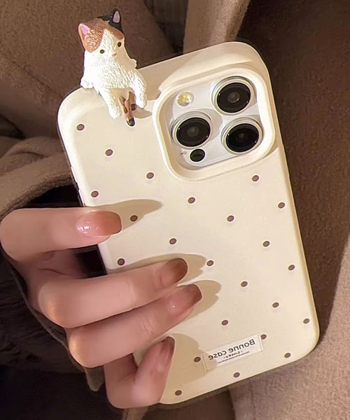 セール】【 ammy. / エイミードット 】 ひと休み ネコ ドット柄 Iphone