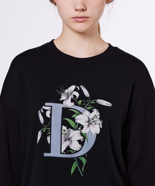 DOUBLE STANDARD CLOTHING（ダブルスタンダードクロージング）の「DロゴフライスTシャツ（Tシャツ/カットソー・レディース・ブラック/オフホワイト・FREE）」の6枚目の写真