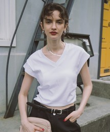 HANNE（アン）の「サイドギャザーVネックTEE（Tシャツ/カットソー）」