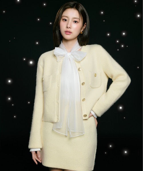 SNIDEL（スナイデル）の「ニュアンスリボンニットプルオーバー（ニット/セーター・レディース・ネイビー/ホワイト/ブラック・F）」の4枚目の写真