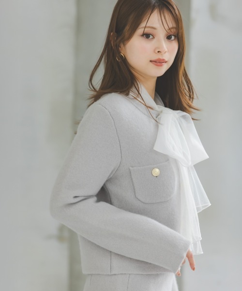 SNIDEL（スナイデル）の「ニュアンスリボンニットプルオーバー（ニット/セーター・レディース・ネイビー/ホワイト/ブラック・F）」の7枚目の写真