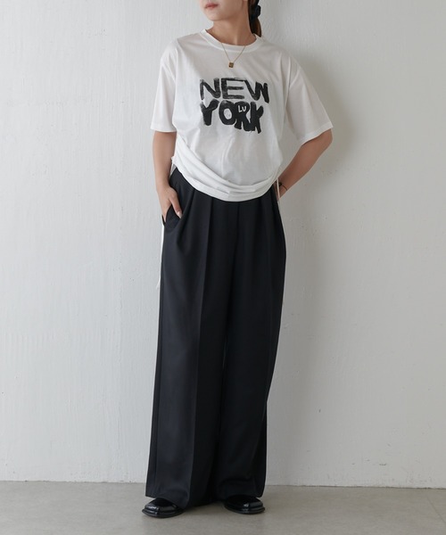 Lui's（ルイス）の「シルケットロゴプリントドロスドT（Tシャツ/カットソー・レディース・ブラック/オフホワイト・FREE）」の7枚目の写真