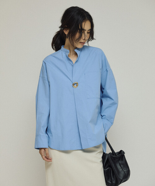 Firsthand(ファーストハンド)の「Firsthand/ファーストハンド オーバーサイズ ロングスリーブ ブローチシャツ / バンドカラーシャツ(シャツ/ブラウス・レディース・サックスブルー/ホワイト/その他13・フリ-)」の13枚目の写真