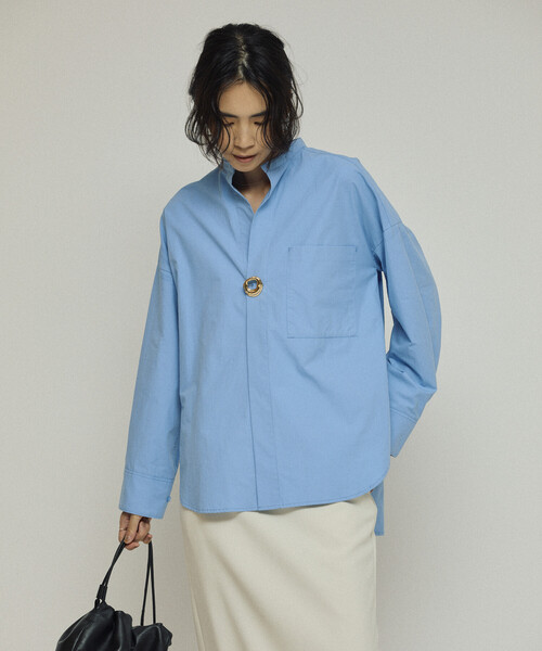 Firsthand(ファーストハンド)の「Firsthand/ファーストハンド オーバーサイズ ロングスリーブ ブローチシャツ / バンドカラーシャツ(シャツ/ブラウス・レディース・サックスブルー/ホワイト/その他13・フリ-)」の11枚目の写真