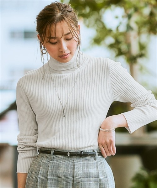 セール】リブタートルネックニット(乾燥機OK・ウォッシャブル・静電気