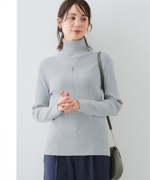 セール】リブタートルネックニット(乾燥機OK・ウォッシャブル・静電気