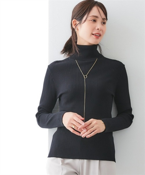 セール】リブタートルネックニット(乾燥機OK・ウォッシャブル・静電気