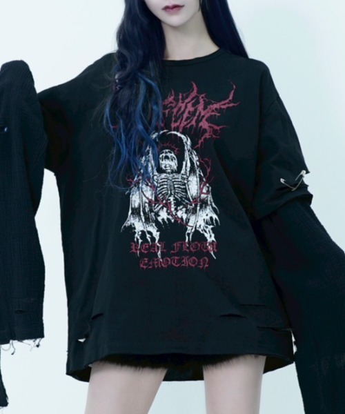 REFLEM【レフレム】グランジレイヤードロンＴ Black ブラック REFLEM tシャツ 「REFLEM/レフレム」グランジレイヤードL/S TEE