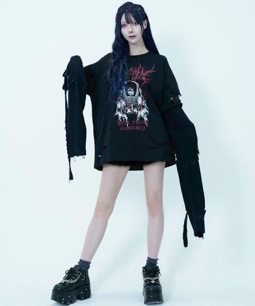 REFLEM【レフレム】グランジレイヤードロンＴ Black ブラック REFLEM tシャツ 「REFLEM/レフレム」グランジレイヤードL/S TEE