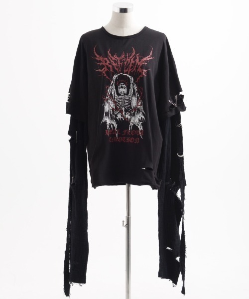 REFLEM(レフレム)の「『REFLEM/レフレム』レイヤード超ロングスリーブTee/長袖Tシャツ(Tシャツ/カットソー・レディース・グレー/ブラック・FREE)」の13枚目の写真