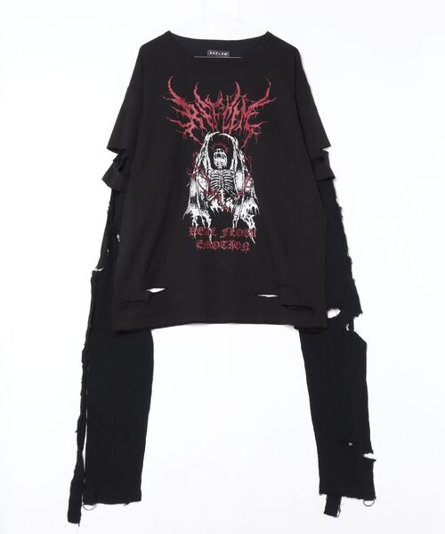 REFLEM(レフレム)の「『REFLEM/レフレム』レイヤード超ロングスリーブTee/長袖Tシャツ(Tシャツ/カットソー・レディース・グレー/ブラック・FREE)」の22枚目の写真