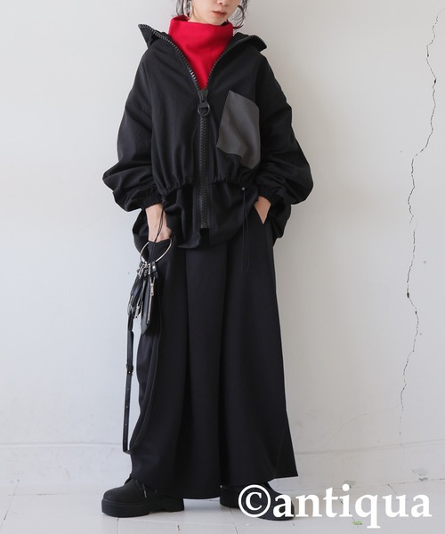 antiqua(アンティカ)の「2wayビッグファスナージャケット(ナイロンジャケット・レディース・ブラック・ONESIZE)」の5枚目の写真