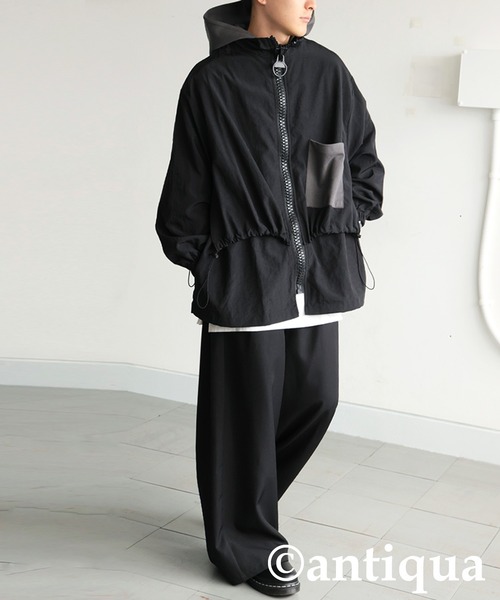 antiqua(アンティカ)の「2wayビッグファスナージャケット(ナイロンジャケット・レディース・ブラック・ONESIZE)」の22枚目の写真