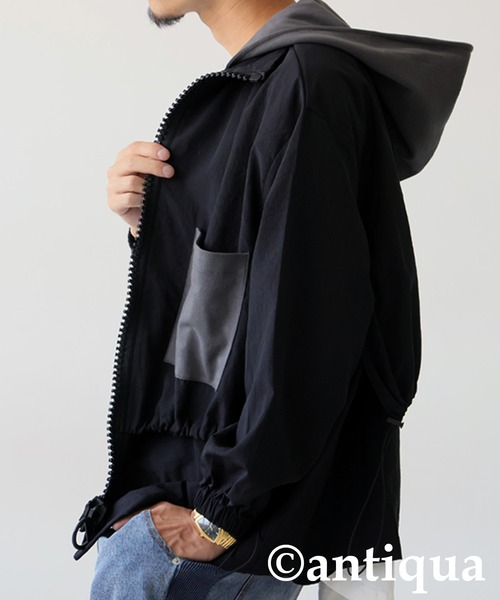 antiqua(アンティカ)の「2wayビッグファスナージャケット(ナイロンジャケット・レディース・ブラック・ONESIZE)」の15枚目の写真