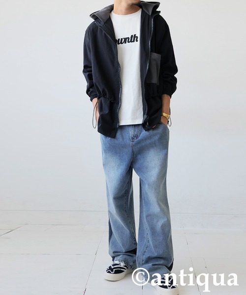 antiqua(アンティカ)の「2wayビッグファスナージャケット(ナイロンジャケット・レディース・ブラック・ONESIZE)」の17枚目の写真