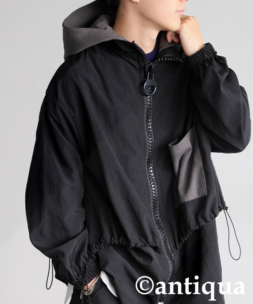 antiqua(アンティカ)の「2wayビッグファスナージャケット(ナイロンジャケット・レディース・ブラック・ONESIZE)」の20枚目の写真