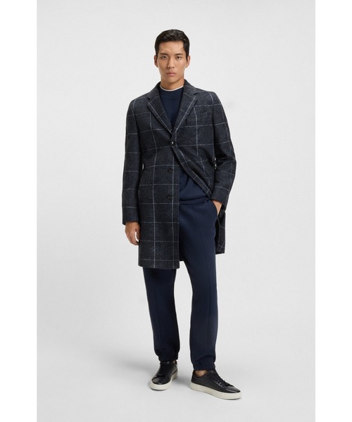 ✨2024✨極美品✨BOSS　チェスターコート　スリムフィット　US 40R スリムフィットコート プレーンチェック（チェスターコート）｜BOSS