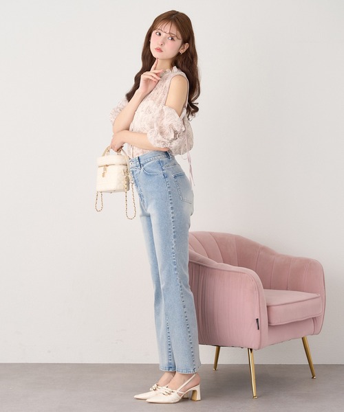 1円 新品 REPLAY【伊】/33インチ/デニムパンツ M9141 ビジュー装飾 ウォッシュ製品染 テーパード リプレイ/ブラウン×ブラック/ca291*