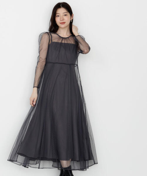 PROPORTION BODY DRESSING（プロポーションボディドレッシング）の「キャミ付きチュールワンピース / 1215240915（ワンピース・レディース・ダークグレー/ベージュ・MEDIUM/P/S/SMALL）」の14枚目の写真