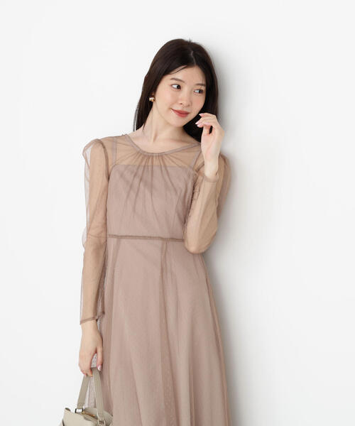 PROPORTION BODY DRESSING（プロポーションボディドレッシング）の「キャミ付きチュールワンピース / 1215240915（ワンピース・レディース・ダークグレー/ベージュ・MEDIUM/P/S/SMALL）」の20枚目の写真