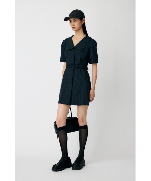 MOUSSY（マウジー）の「BIG COLLAR ミニドレス（ワンピース・レディース・グレー/ベージュ/ネイビー・1/2）」の8枚目の写真