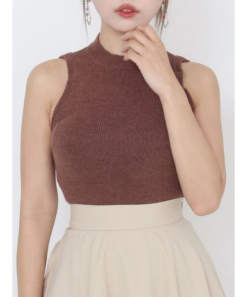 EATME（イートミー）の「BACKオープンハイネックニットTOP（ニット/セーター・レディース・ブラウン/アイボリー/ブラック/ワイン・FREE）」の3枚目の写真