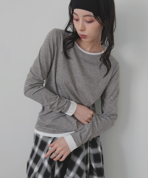 レイヤードデザインロングTシャツ（Tシャツ/カットソー）｜LIAN