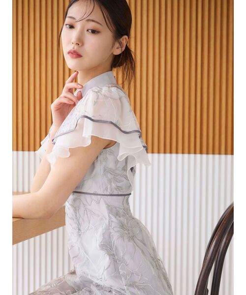 MERCURYDUO（マーキュリーデュオ）の「エンブロイダリーラッフルドレスワンピース（ドレス・レディース・ベビーピンク/ライトグレー・SMALL/MEDIUM）」の17枚目の写真