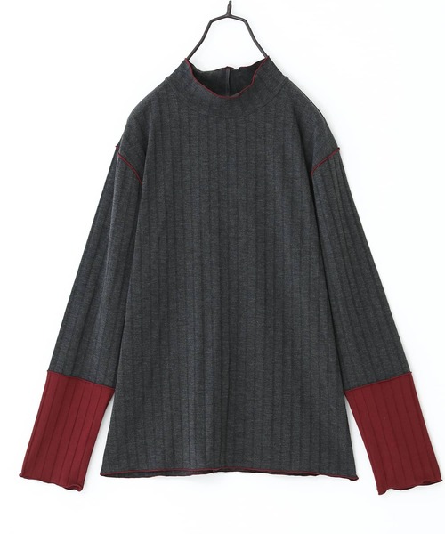 n'OrLABEL（ノアールレーベル）の「『配色メロウワイドリブカットソー』（Tシャツ/カットソー・レディース・アイボリー/ブラック/チャコールグレー・1/2）」の4枚目の写真