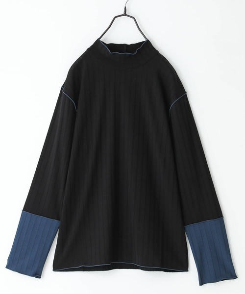 n'OrLABEL（ノアールレーベル）の「『配色メロウワイドリブカットソー』（Tシャツ/カットソー・レディース・アイボリー/ブラック/チャコールグレー・1/2）」の6枚目の写真