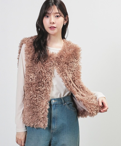 Honeys（ハニーズ）の「ファーベスト（その他アウター・レディース・モカ/ベージュ/チャコール・L/M）」の10枚目の写真