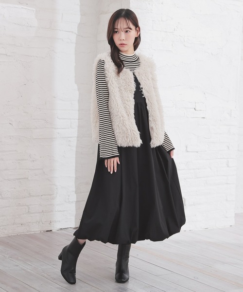 Honeys（ハニーズ）の「ファーベスト（その他アウター・レディース・モカ/ベージュ/チャコール・L/M）」の12枚目の写真