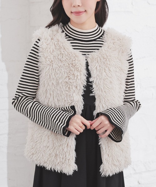 Honeys（ハニーズ）の「ファーベスト（その他アウター・レディース・モカ/ベージュ/チャコール・L/M）」の14枚目の写真