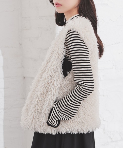 Honeys（ハニーズ）の「ファーベスト（その他アウター・レディース・モカ/ベージュ/チャコール・L/M）」の21枚目の写真